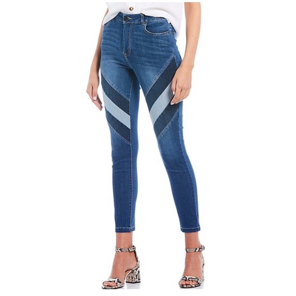 GB Color Block Skinny Stretch Cropped Jeans 13 - Picture 1 of 5